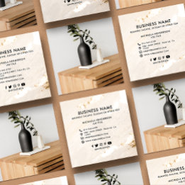 Classy Modern Gold Foil Logo Foto & Socials Quadratische Visitenkarte