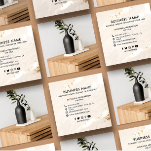 Classy Modern Gold Foil Logo Foto & Socials Quadratische Visitenkarte