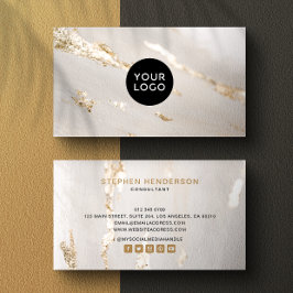 Classy Modern Gold Foil Logos & Social Media Visitenkarte