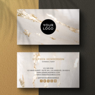 Classy Modern Gold Foil Logos & Social Media Visitenkarte