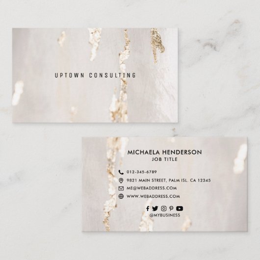 Classy Modern Gold Foil Social Icons Visitenkarte (Vorne/Hinten)