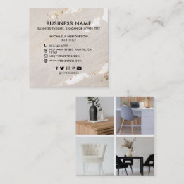 Classy Modern Gold Found 4 Foto Social Media Icons Quadratische Visitenkarte