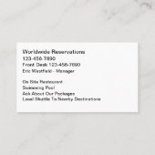 Classy Modern Hotel Travel Business Cards Visitenkarte (Rückseite)