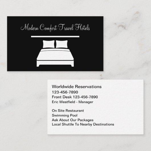 Classy Modern Hotel Travel Business Cards Visitenkarte (Vorne/Hinten)
