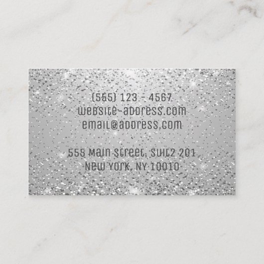 Classy Modern Luxus Sparkle Silver Glitzer Visitenkarte (Rückseite)