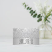 Classy Modern Luxus Sparkle Silver Glitzer Visitenkarte (Stehend Vorderseite)