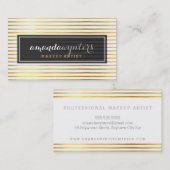 CLASSY Modernes Streifenmuster Goldfolie Logo Abze Visitenkarte (Vorne/Hinten)