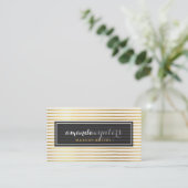CLASSY Modernes Streifenmuster Goldfolie Logo Abze Visitenkarte (Stehend Vorderseite)