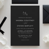 Classy Monogram Black Wedding Einladung