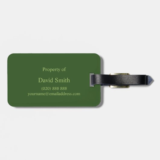 Classy Monogram Fern Leaf Gepäckanhänger (Rückseite horizontal)