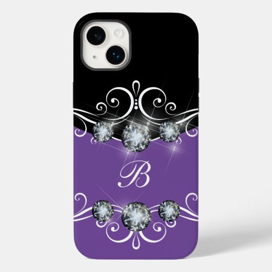 Classy Monogram Glitzy Bling Case-Mate iPhone Hülle (Rückseite)