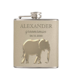 Classy Monogram Gold Trauzeugen Flachmann