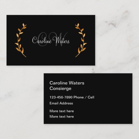Classy Monogram Personal Concierge Visitenkarte (Vorne/Hinten)