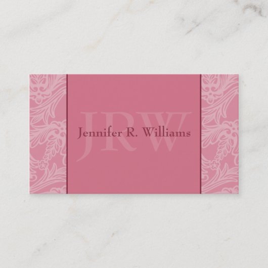 Classy Monogram Pink Business Card Visitenkarte (Vorderseite)