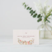 Classy Monogram Watercolor Floral Wedding Planner Visitenkarte (Stehend Vorderseite)