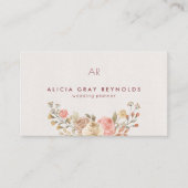 Classy Monogram Watercolor Floral Wedding Planner Visitenkarte (Vorderseite)