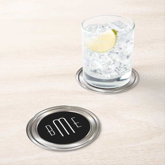 Classy Monogramm Budget Runder Pappuntersetzer (Vor Ort)