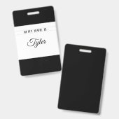 Classy Monotone Name Tag Ausweis (Front & Back)