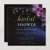 Classy Moody Black Dark Lila Rose Brautparty Einladung (Vorne/Hinten)