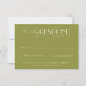 Classy Moss Green Old Money Fancy Wedding RSVP Karte (Vorderseite)