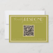 Classy Moss Green Old Money Luxury QR Code Wedding RSVP Karte (Vorderseite)
