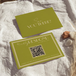 Classy Moss Green Old Money Luxury QR Code Wedding RSVP Karte