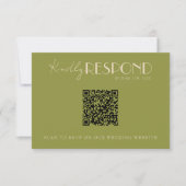 Classy Moss Green Old Money QR Code Wedding RSVP Karte (Vorderseite)