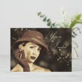 Classy Multi-Purpose Einladung - Vintage Lady (Stehend Vorderseite)