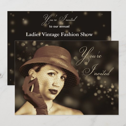 Classy Multi-Purpose Einladung - Vintage Lady (Vorne/Hinten)