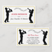 Classy Music Jazz Teacher Black Silhouetten Visitenkarte (Vorne/Hinten)