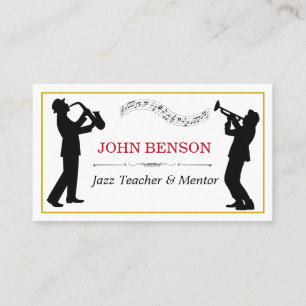 Classy Music Jazz Teacher Black Silhouetten Visitenkarte