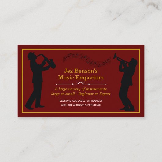 Classy Music Store Gold Silhouetten Visitenkarte (Vorderseite)