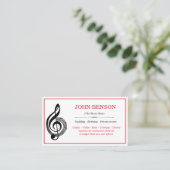 Classy Music Teacher Black Treble Clef mit Notizen Visitenkarte (Stehend Vorderseite)