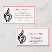 Classy Music Teacher Black Treble Clef mit Notizen Visitenkarte (Vorne/Hinten)
