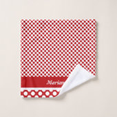 Classy Named Red Polka Dot Badhandtuch Set (Waschlappen)