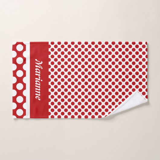 Classy Named Red Polka Dot Badhandtuch Set (Handtuch)