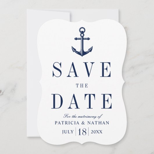 Classy Nautical Anchor Save the Date (Vorderseite)