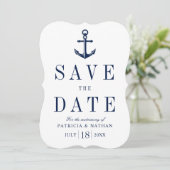 Classy Nautical Anchor Save the Date (Stehend Vorderseite)