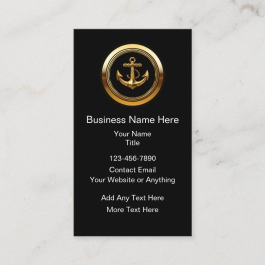 Classy Nautical Anchor Theme Business Cards Visitenkarte (Vorderseite)