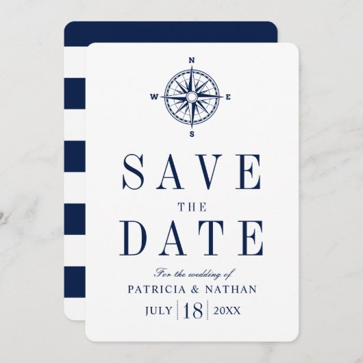 Classy Nautical Compass Save the Date (Vorne/Hinten)
