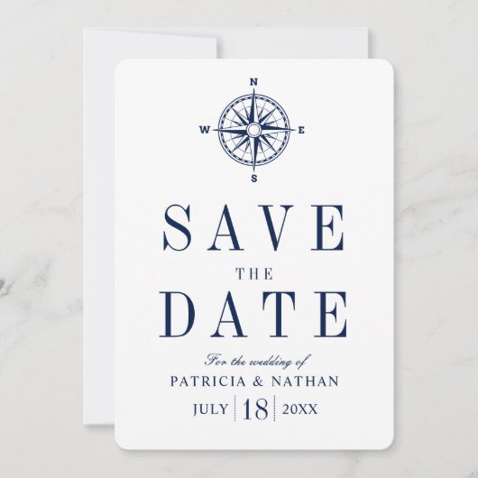Classy Nautical Compass Save the Date (Vorderseite)