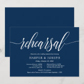 Classy Navy Blau, Hochzeit Probe und Abendessen Einladung (Vorne/Hinten)