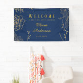 Classy Navy Blue Botanals Brautparty Banner (Insitu)