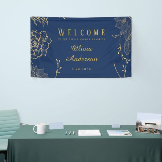 Classy Navy Blue Botanals Brautparty Banner (Messeveranstaltung)