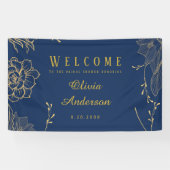 Classy Navy Blue Botanals Brautparty Banner (Horizontal)