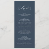 Classy Navy Blue Elegant Calligraphy Wedding Menükarte (Vorderseite)