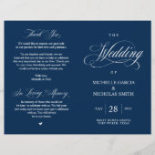 Classy Navy Blue, Foldable Wedding Program (Vorderseite)