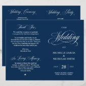 Classy Navy Blue, Foldable Wedding Program (Vorne/Hinten)