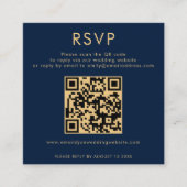 Classy Navy Blue Gold QR Code Hochzeit RSVP Begleitkarte (Vorderseite)