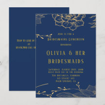 Classy Navy Blue Gold Rachel Bridesmaids Luncheon
